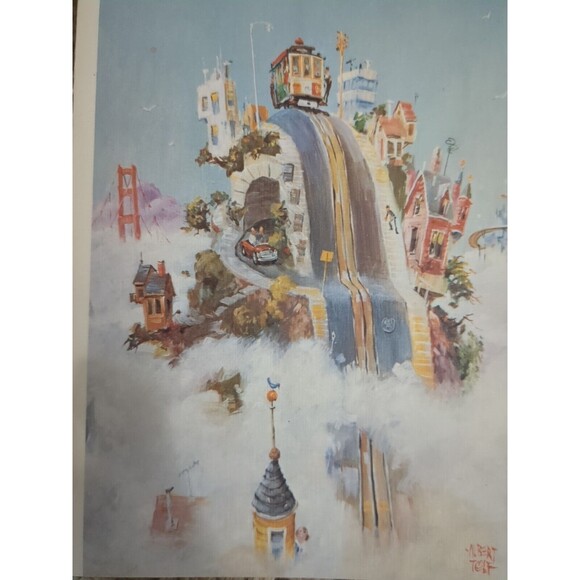 Vintage Printed Card San Francisco Above The Fog Albert Tolf Blank Card 6 X 5 In - Picture 3 of 9